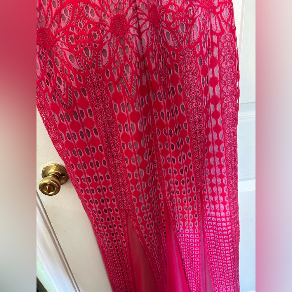 BCBG Maxazria Elinor Sleeveless Lace Gown Pink Rasberry Size 8 - Picture 17 of 17